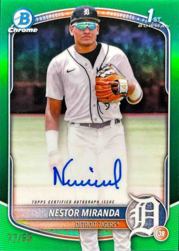 Nestor Miranda 2025 Bowman Chrome #CPA-NM Prospect Auto - Green Refractor /99 (1st) RAW