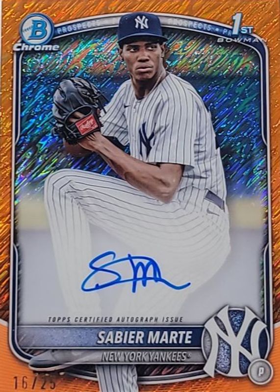 2025 Bowman Chrome #CPA-SM Prospect Auto - Orange Shimmer Refractor /25 (1st)