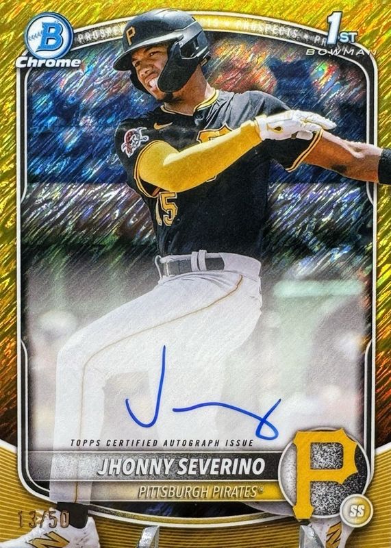 Jhonny Severino 2025 Bowman Chrome #CPA-JS Prospect Auto - Gold Shimmer Refractor /50 (1st) RAW
