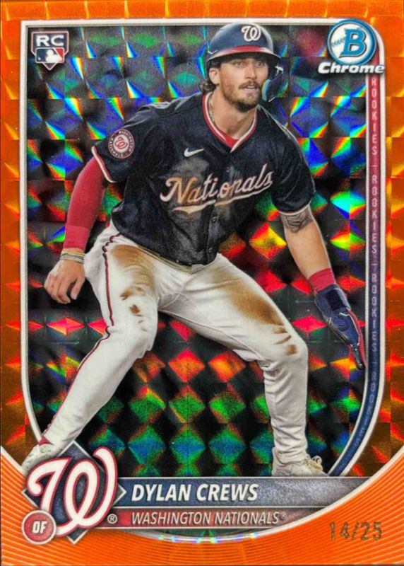 Dylan Crews 2025 Bowman Chrome #3 Orange Geometric Refractor /25 Rookie RAW