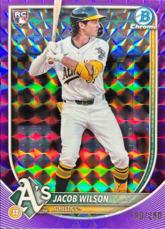Jacob Wilson 2025 Bowman Chrome #1 Purple Geometric Refractor /250 Rookie RAW