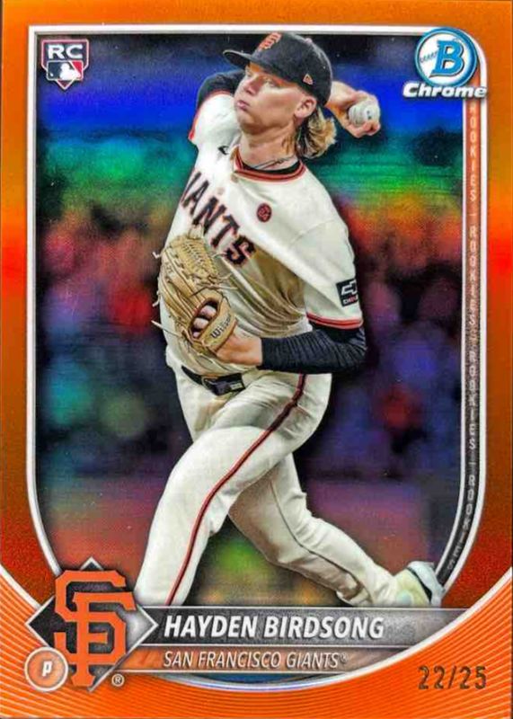 Hayden Birdsong 2025 Bowman Chrome #63 Orange Refractor /25 Rookie RAW
