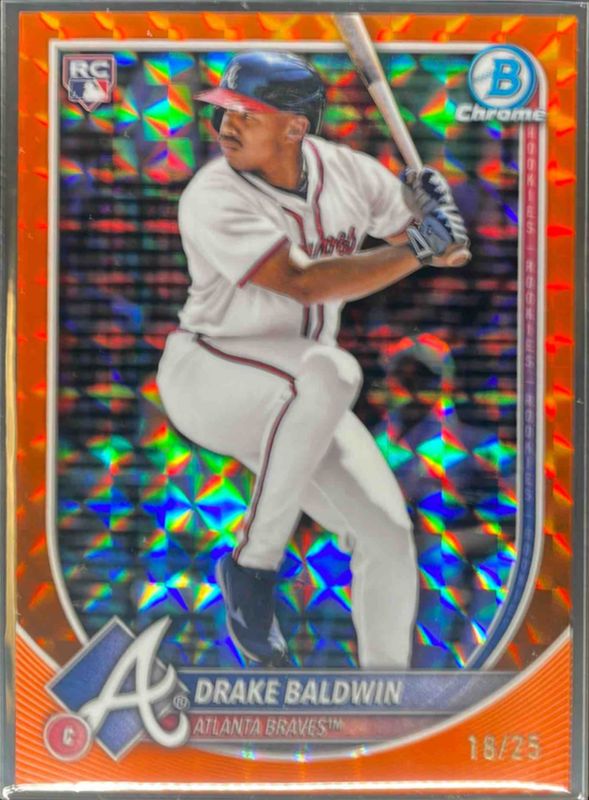 Drake Baldwin 2025 Bowman Chrome #75 Orange Geometric Refractor /25 Rookie RAW