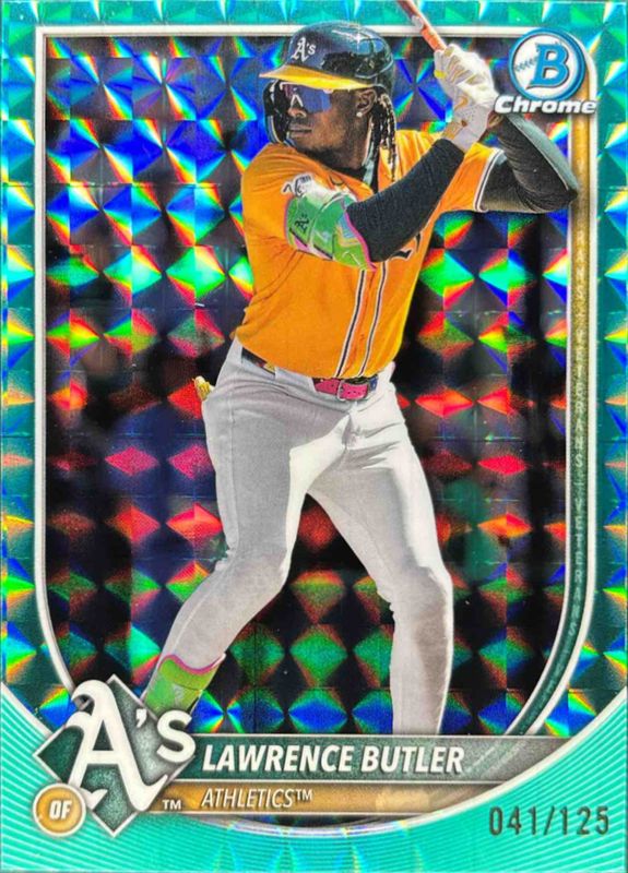 Lawrence Butler 2025 Bowman Chrome #65 Aqua Geometric Refractor /125 RAW