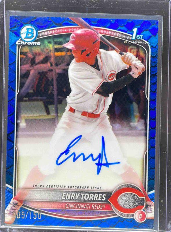 Enry Torres 2025 Bowman Chrome #CPA-ET Prospect Auto - Reptilian Blue Refractor /150 (1st) RAW