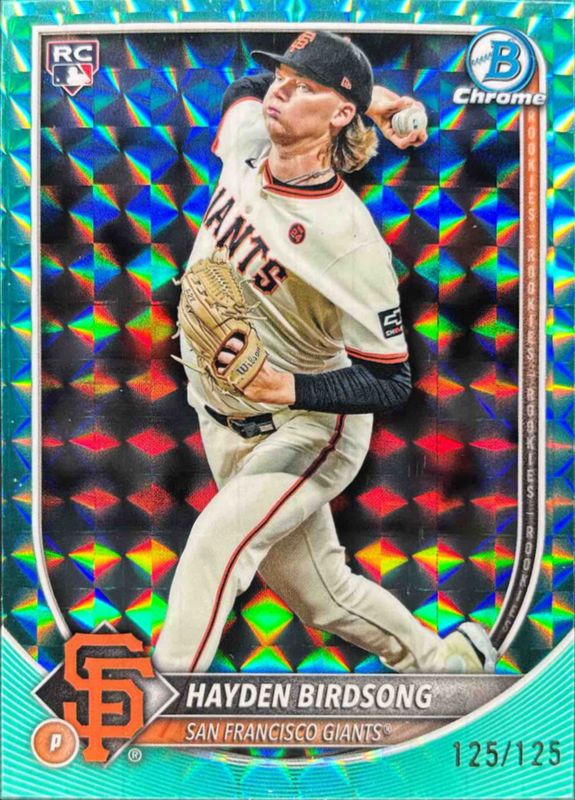 Hayden Birdsong 2025 Bowman Chrome #63 Aqua Geometric Refractor /125 Rookie RAW