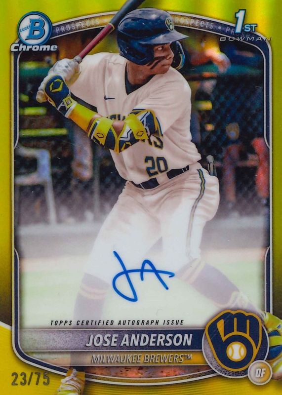 2025 Bowman Chrome #CPA-JA Prospect Auto - Yellow Refractor /75 (1st)