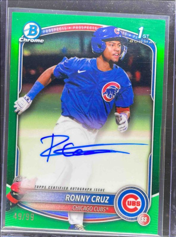 Ronny Cruz 2025 Bowman Chrome #CPA-RCR Prospect Auto - Green Refractor /99 (1st) RAW