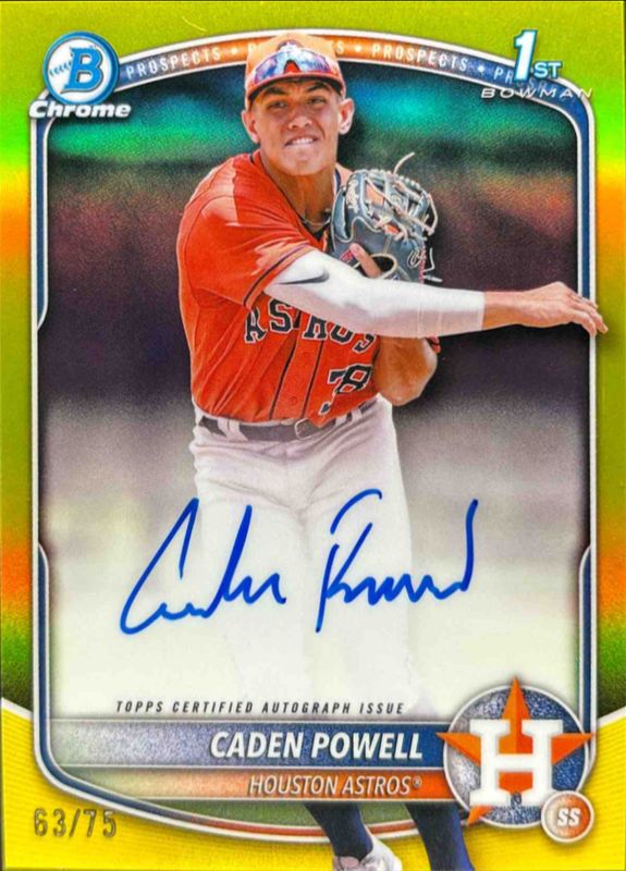 2025 Bowman Chrome #CPA-CPO Prospect Auto - Yellow Refractor /75 (1st)
