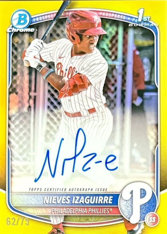 2025 Bowman Chrome #CPA-NI Prospect Auto - Yellow Refractor /75 (1st)