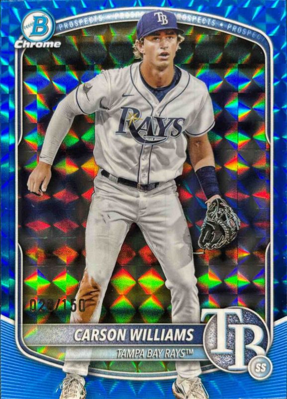 Carson Williams 2025 Bowman Chrome #BCP-234 Chrome Prospects - Blue Geometric Refractor /250 RAW