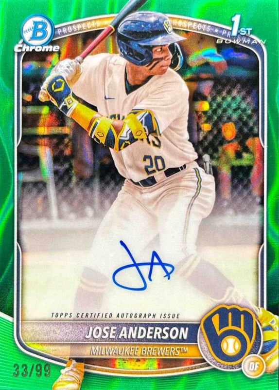 Jose Anderson 2025 Bowman Chrome #CPA-JA Prospect Auto - Green