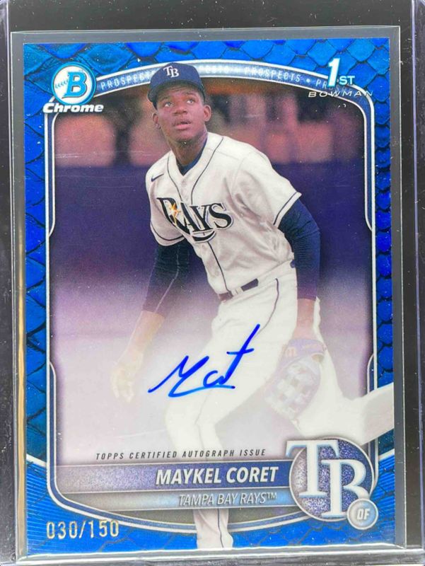 Maykel Coret 2025 Bowman Chrome #CPA-MC Prospect Auto - Reptilian Blue Refractor /150 (1st) RAW