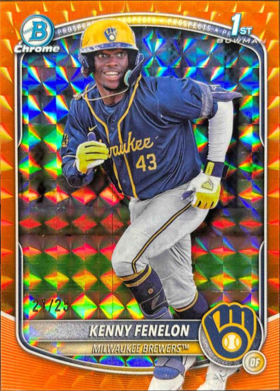 Kenny Fenelon 2025 Bowman Chrome #BCP-190 Chrome Prospects - Orange Geometric Refractor /99 RAW