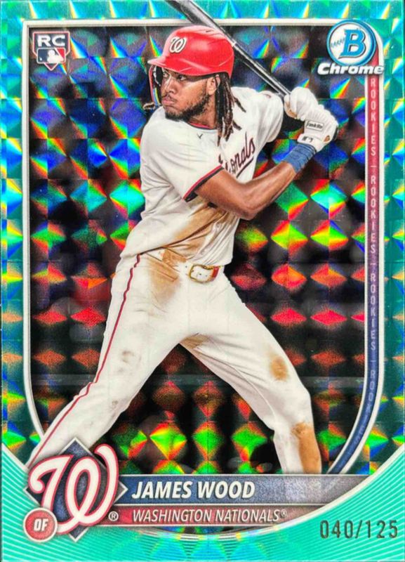 James Wood 2025 Bowman Chrome #29 Aqua Geometric Refractor /125 Rookie RAW