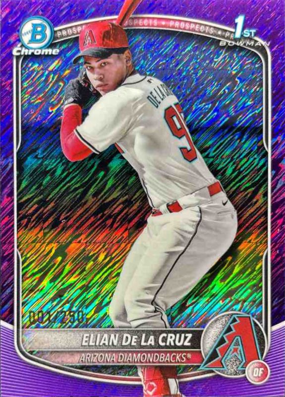 Elian De La Cruz 2025 Bowman Chrome #BCP-249 Chrome Prospects - Purple Shimmer Refractor /25 RAW