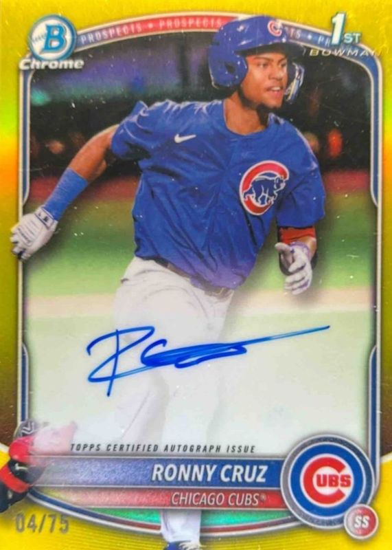 2025 Bowman Chrome #CPA-RCR Prospect Auto - Yellow Refractor /75 (1st)