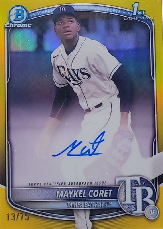Maykel Coret 2025 Bowman Chrome #CPA-MC Prospect Auto - Yellow Refractor /75 (1st) RAW