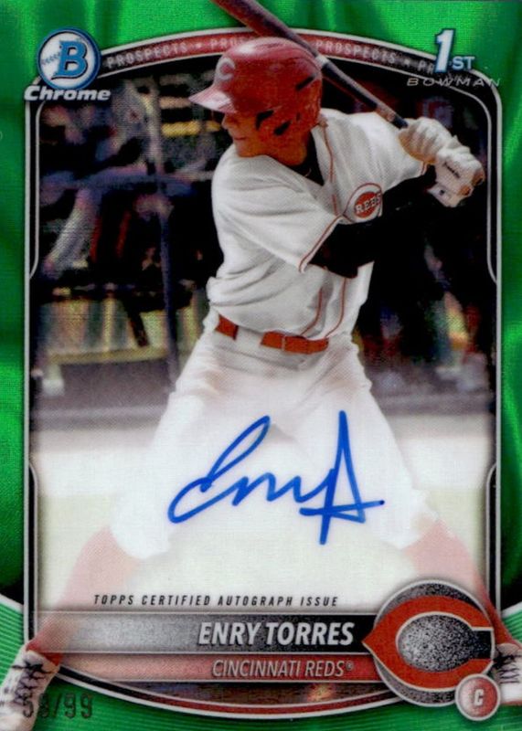 Enry Torres 2025 Bowman Chrome #CPA-ET Prospect Auto - Green Lava Refractor /99 (1st) RAW