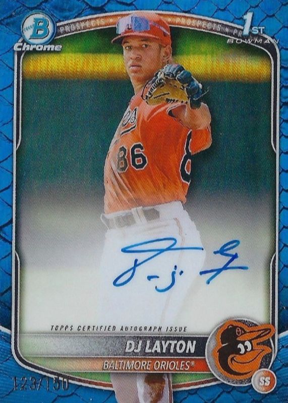 2025 Bowman Chrome #CPA-DL Prospect Auto - Reptilian Blue Refractor /150 (1st)