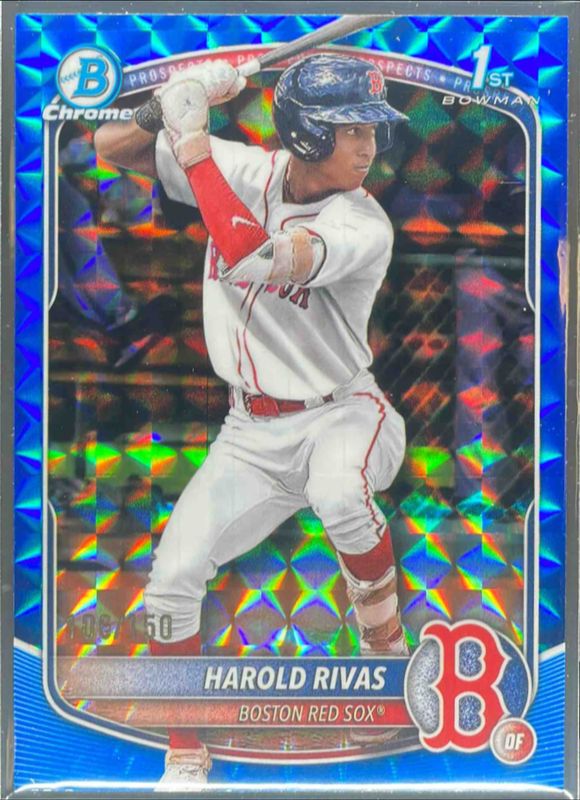 Harold Rivas 2025 Bowman Chrome #BCP-216 Chrome Prospects - Blue Geometric Refractor /250 RAW