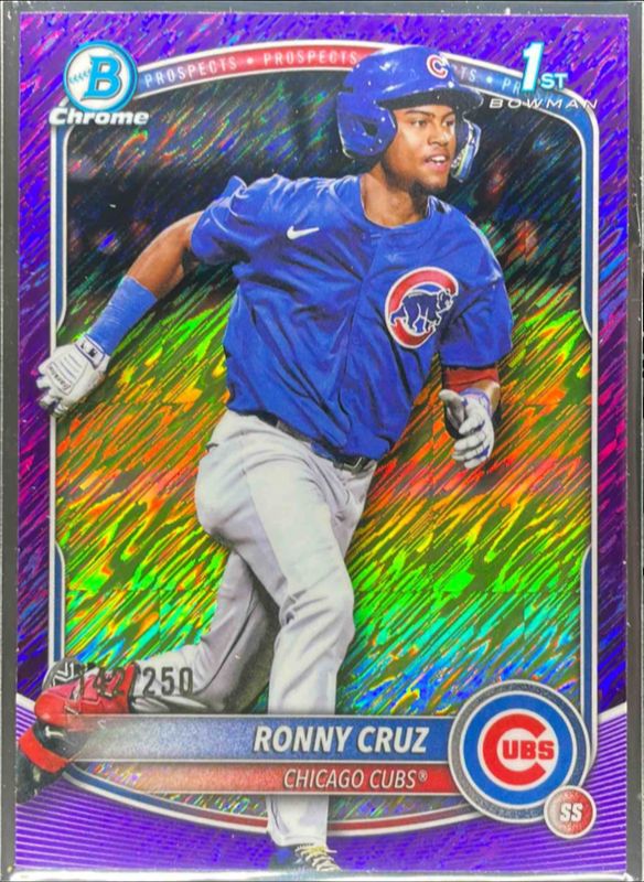 Ronny Cruz 2025 Bowman Chrome #BCP-213 Chrome Prospects - Purple Shimmer Refractor /25 RAW