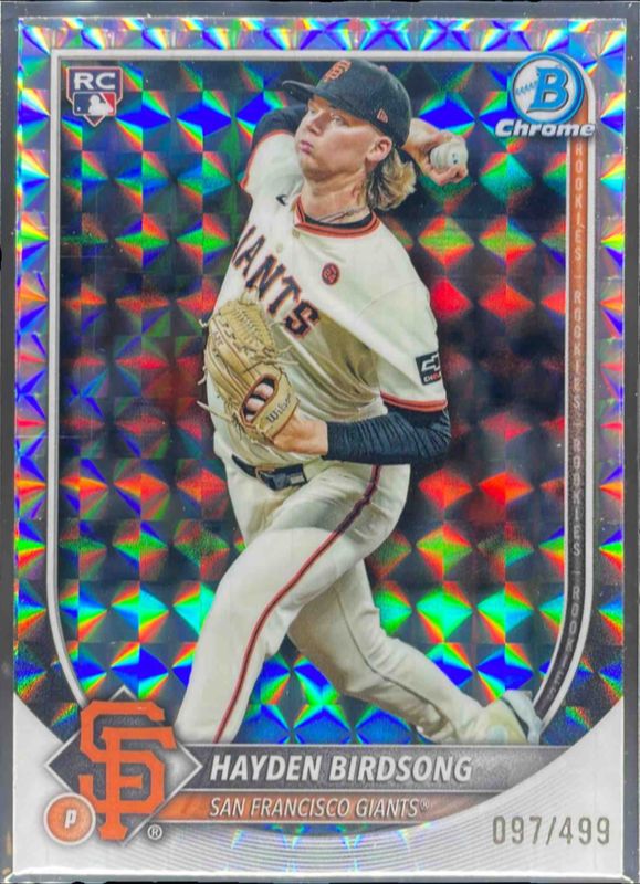 Hayden Birdsong 2025 Bowman Chrome #63 Geometric Refractor /499 Rookie RAW