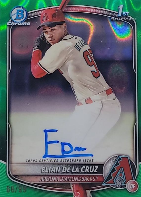 Elian De La Cruz 2025 Bowman Chrome #CPA-ED Prospect Auto - Green Lava Refractor /99 (1st) PSA 10