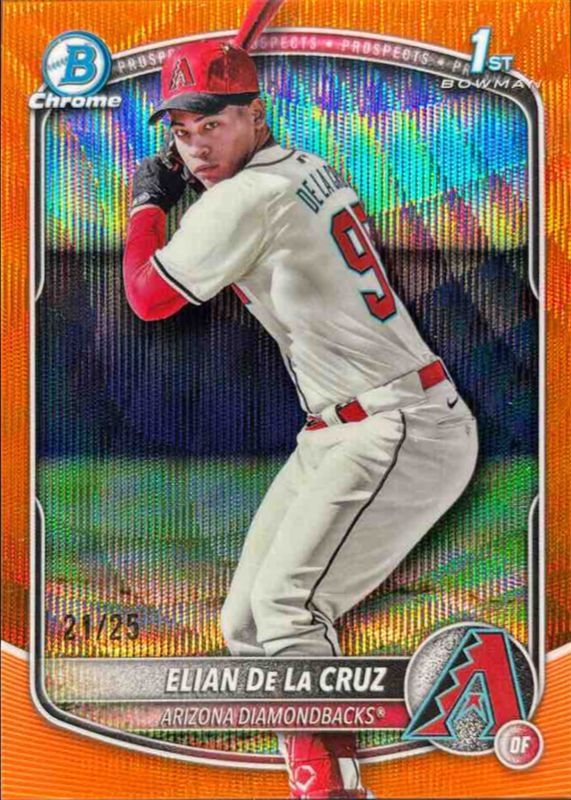 Elian De La Cruz 2025 Bowman Chrome #BCP-249 Chrome Prospects - Orange Wave Refractor /75 RAW