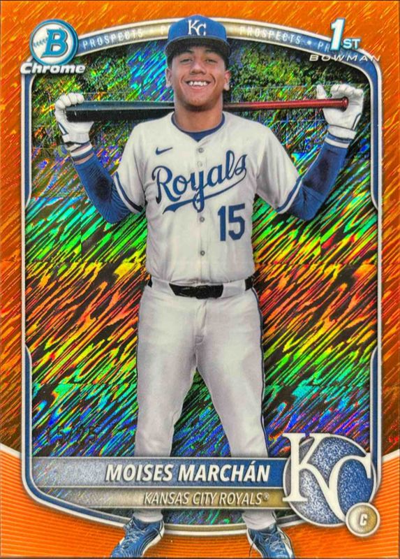 Moises Marchan 2025 Bowman Chrome #BCP-242 Chrome Prospects - Orange Wave Refractor /75 RAW