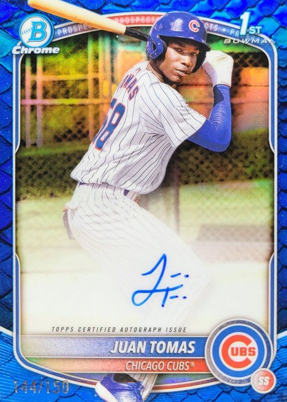 Juan Tomas 2025 Bowman Chrome #CPA-JT Prospect Auto - Reptilian Blue Refractor /150 (1st) RAW