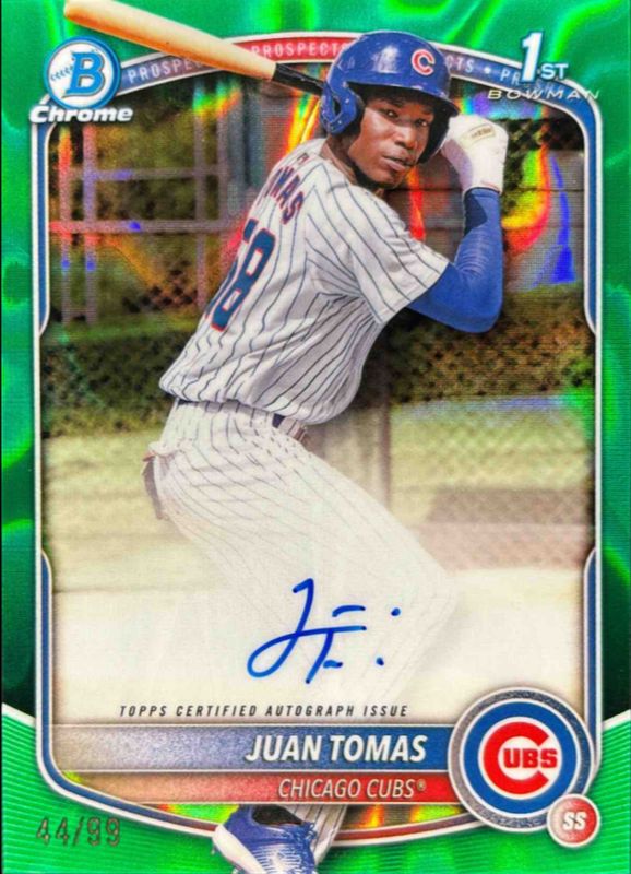 Juan Tomas 2025 Bowman Chrome #CPA-JT Prospect Auto - Green Lava Refractor /99 (1st) RAW