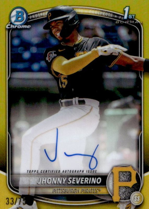 Jhonny Severino 2025 Bowman Chrome #CPA-JS Prospect Auto - Yellow Refractor /75 (1st) RAW
