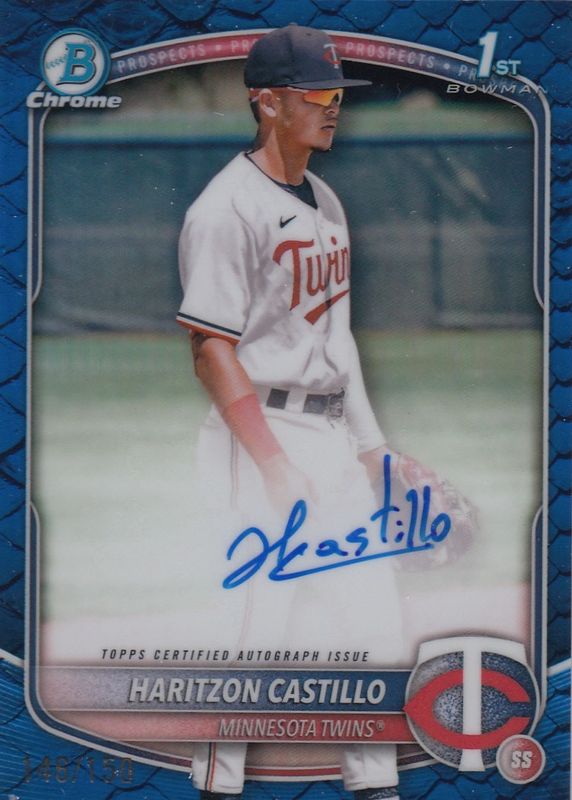 Haritzon Castillo 2025 Bowman Chrome #CPA-HC Prospect Auto - Reptilian Blue Refractor /150 (1st) RAW