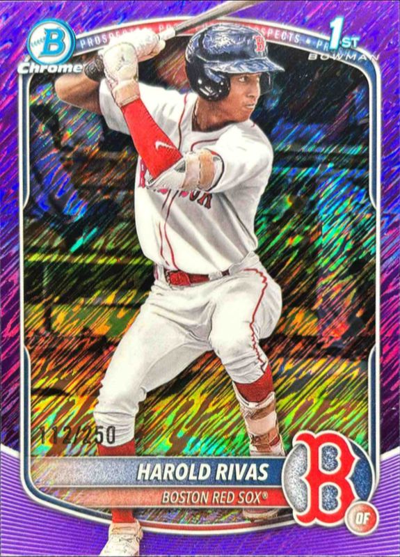 Harold Rivas 2025 Bowman Chrome #BCP-216 Chrome Prospects - Purple Shimmer Refractor /25 RAW