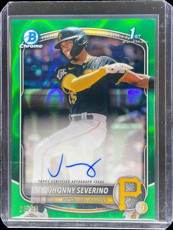 Jhonny Severino 2025 Bowman Chrome #CPA-JS Prospect Auto - Green Lava Refractor /99 (1st) RAW
