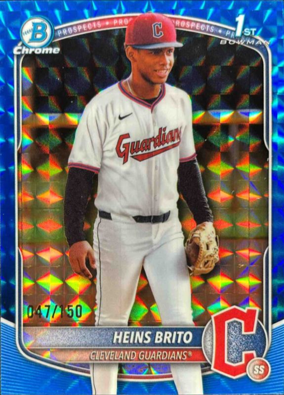Heins Brito 2025 Bowman Chrome #BCP-203 Chrome Prospects - Blue Geometric Refractor /250 RAW