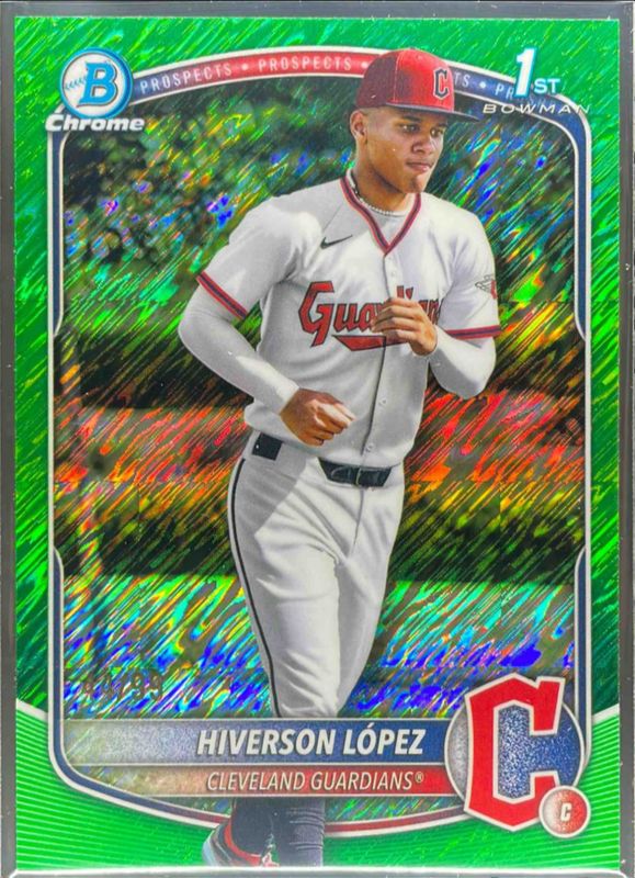 2025 Bowman Chrome #BCP-196 Chrome Prospects - Green Shimmer Refractor /99