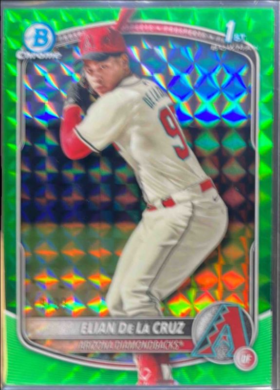 Elian De La Cruz 2025 Bowman Chrome #BCP-249 Chrome Prospects - Green Geometric Refractor /125 RAW