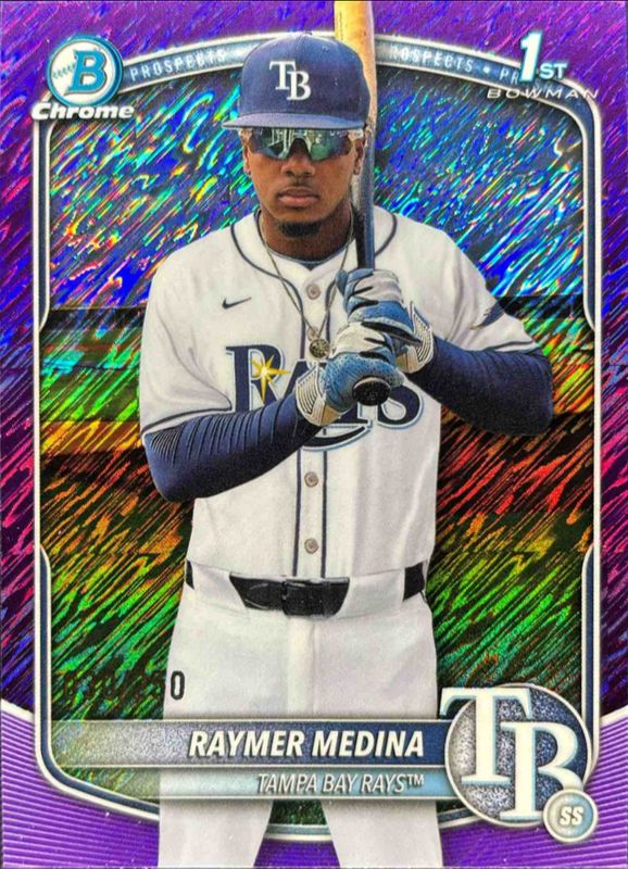 Raymer Medina 2025 Bowman Chrome #BCP-175 Chrome Prospects - Purple Shimmer Refractor /25 RAW