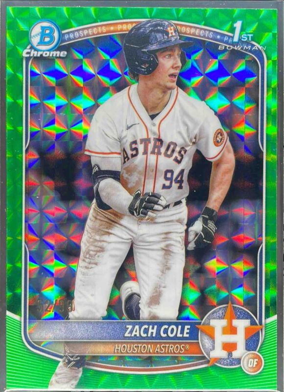 Zach Cole 2025 Bowman Chrome #BCP-244 Chrome Prospects - Green Geometric Refractor /125 RAW
