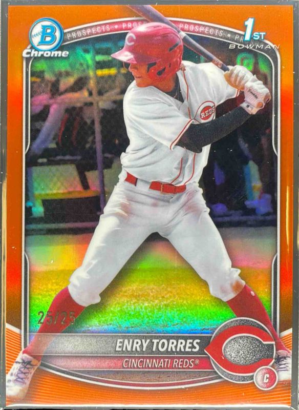 Enry Torres 2025 Bowman Chrome #BCP-168 Chrome Prospects - Orange Refractor /75 RAW