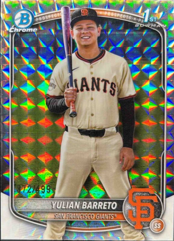 Yulian Barreto 2025 Bowman Chrome #BCP-229 Chrome Prospects - Geometric Refractor /150 RAW