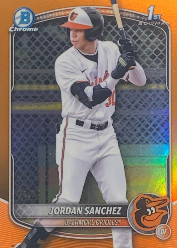 Jordan Sanchez 2025 Bowman Chrome #BCP-208 Prospects - Orange Refractor /25 (1st) RAW