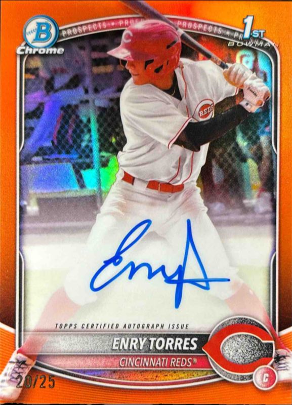 Enry Torres 2025 Bowman Chrome #CPA-ET Prospect Auto - Orange Refractor /25 (1st) RAW