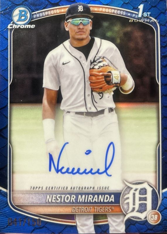 Nestor Miranda 2025 Bowman Chrome #CPA-NM Prospect Auto - Reptilian Blue Refractor /150 (1st) RAW