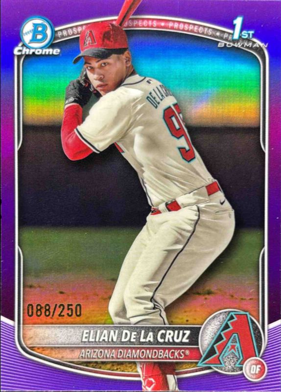 Elian De La Cruz 2025 Bowman Chrome #BCP-249 Chrome Prospects - Purple Refractor /25 RAW