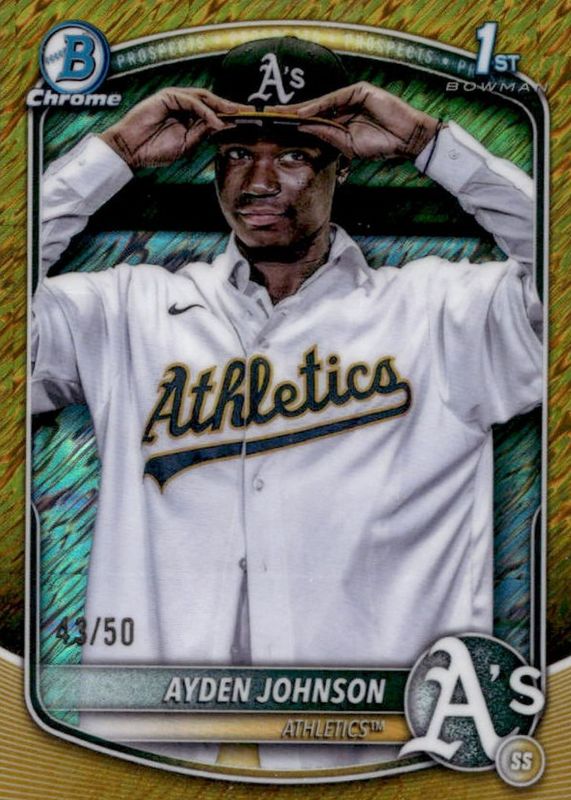 Ayden Johnson 2025 Bowman Chrome #BCP-197 Prospects - Gold Shimmer Refractor /50 (1st) RAW
