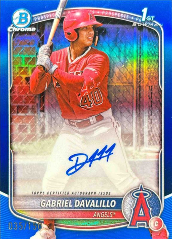 Gabriel Davalillo 2025 Bowman Chrome #CPA-GD Prospect Auto - Blue Refractor /150 (1st) RAW