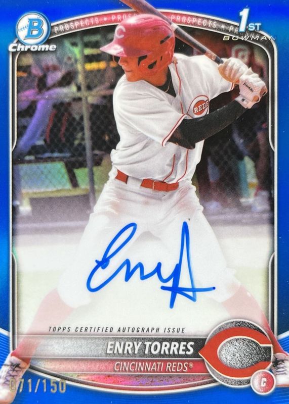 Enry Torres 2025 Bowman Chrome #CPA-ET Prospect Auto - Blue Refractor /150 (1st) RAW